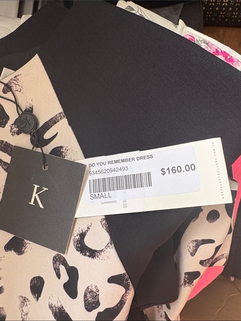KEEPSAKE the Label Blush Leopard Print Shift Dress with Black Sleeves - Picture 9 of 9